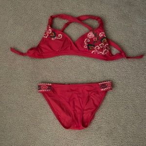 Everything But Water Coral Embroidered Bikini -lg